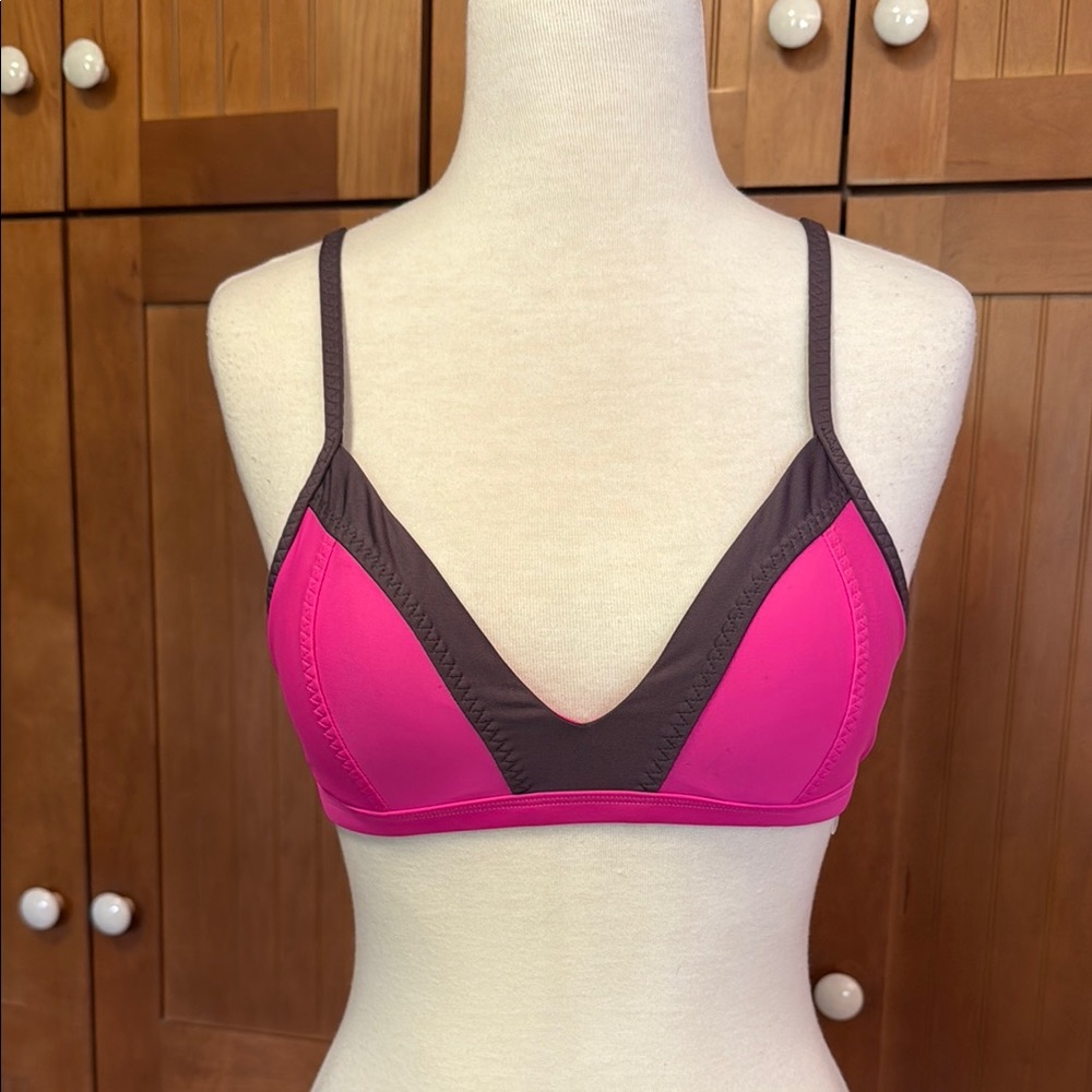 Athleta Pink and gray swim bikini top Small